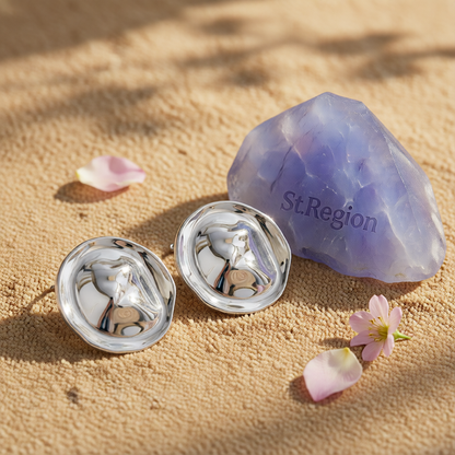 Silvertone Hat Statement Stud Earrings