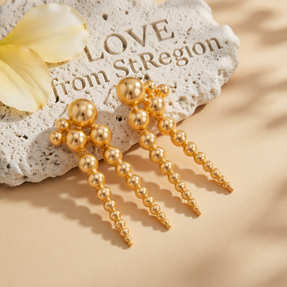 Goldtone Dual-Beaded-Chain Tassel Dangle Earrings
