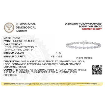 Pear (F/VS) Lab Grown Diamond Prong 14K White Gold Fancy Line Tennis Bracelet