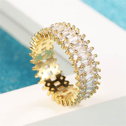 Crystal & Cubic Zirconia Goldtone Geometric Band Ring-4