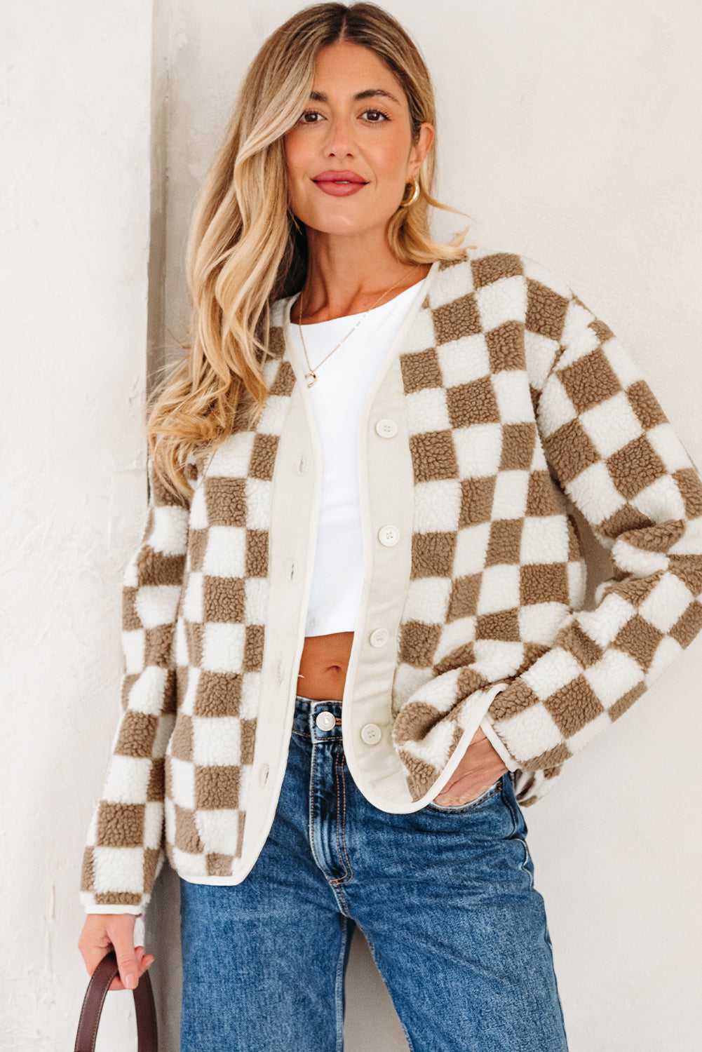 Emery Sherpa Front Chunky Jacket - Brown / L - 12/14