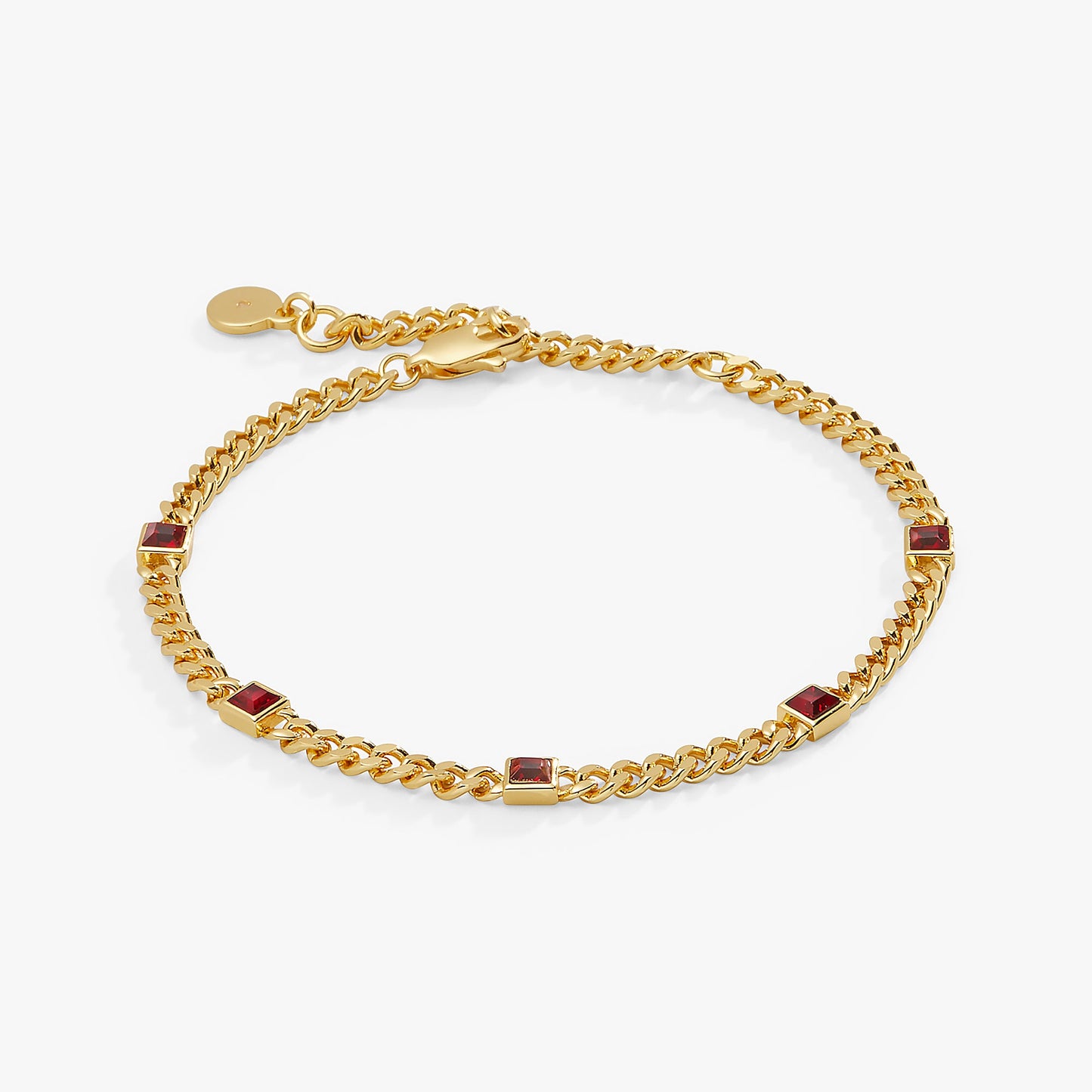 January Birthstone Scarlet Curb Chain Bracelet