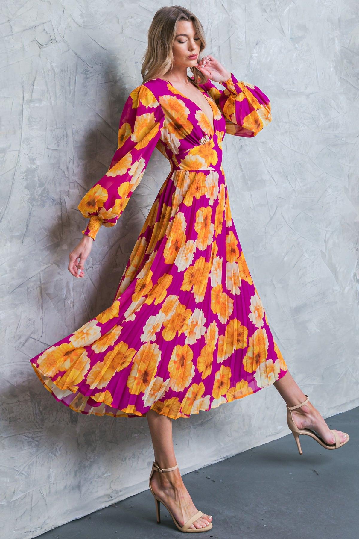 Look at Her Floral Woven Midi Dress