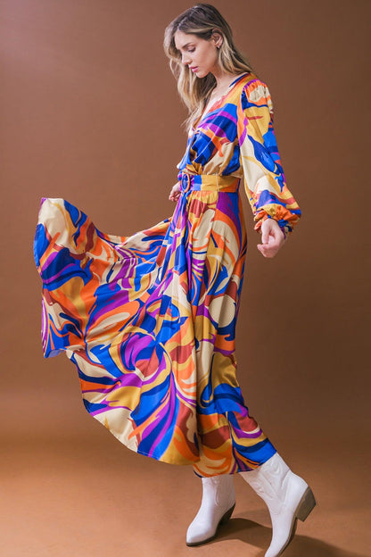 Bold Adventures Woven Satin Midi Dress