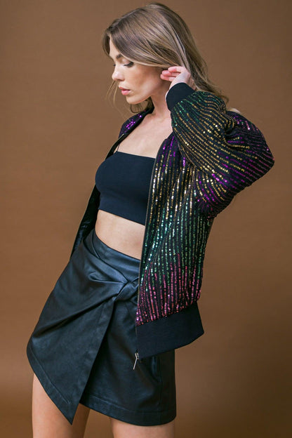 Entertain Me Sequin Bomber Jacket