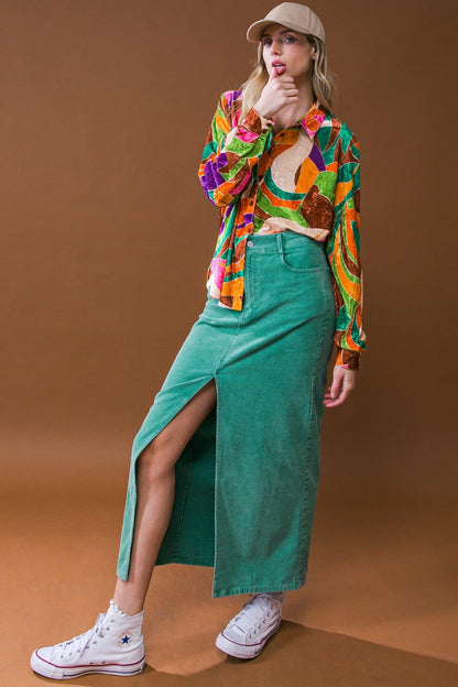 Perfect Pick Corduroy Midi Skirt