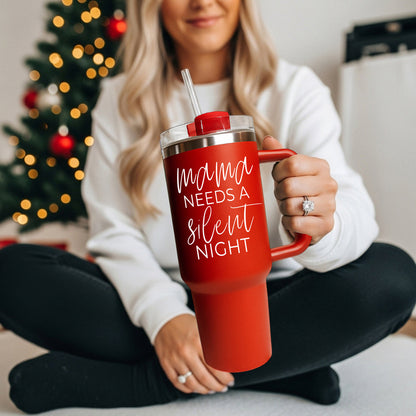 Holiday gift under 50 for mom - mama needs a silent night Christmas tumbler
Christmas tumbler
Holiday season drinkware for moms - mama needs a silent night Christmas