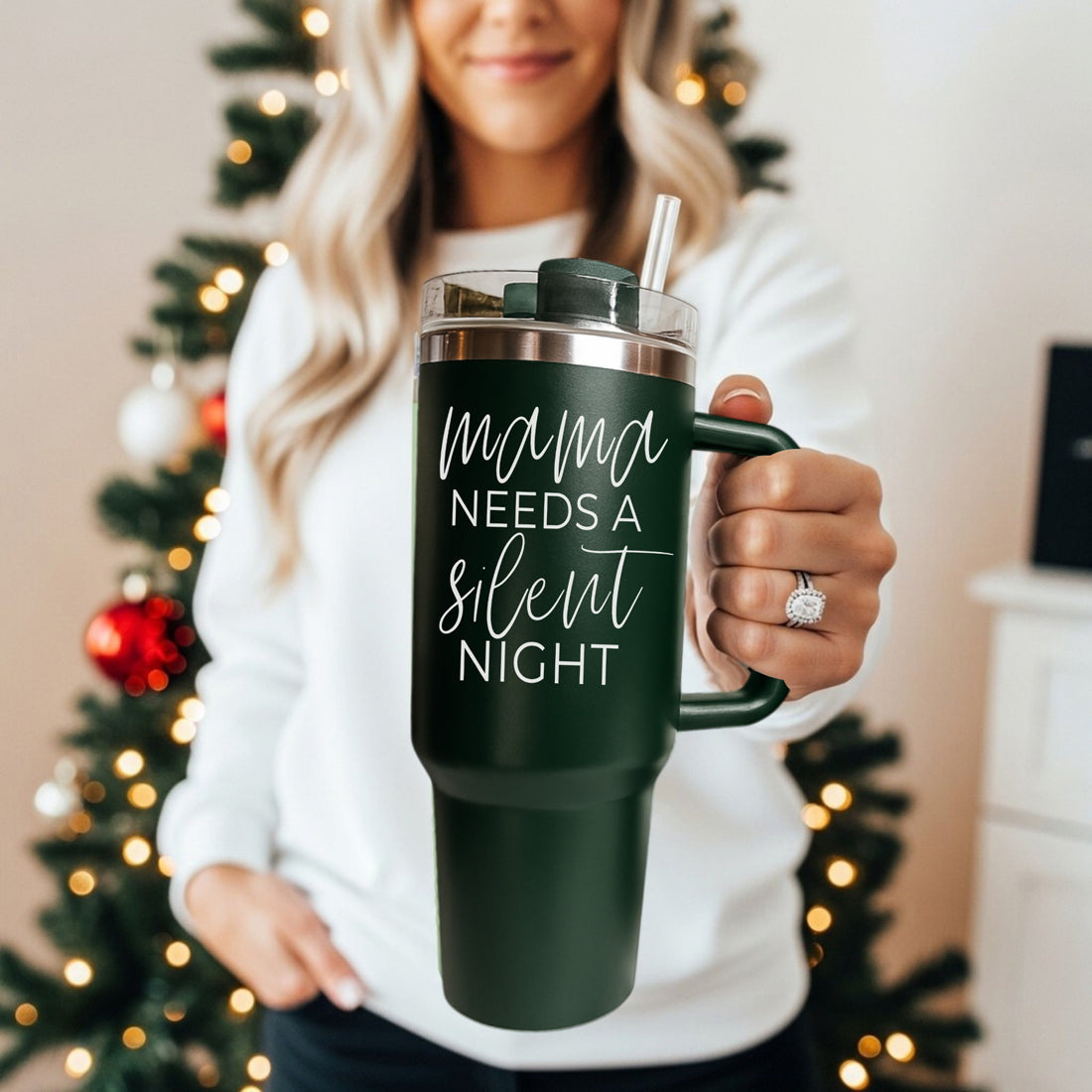 Silent night parody tumbler - mama needs a silent night 40oz Christmas