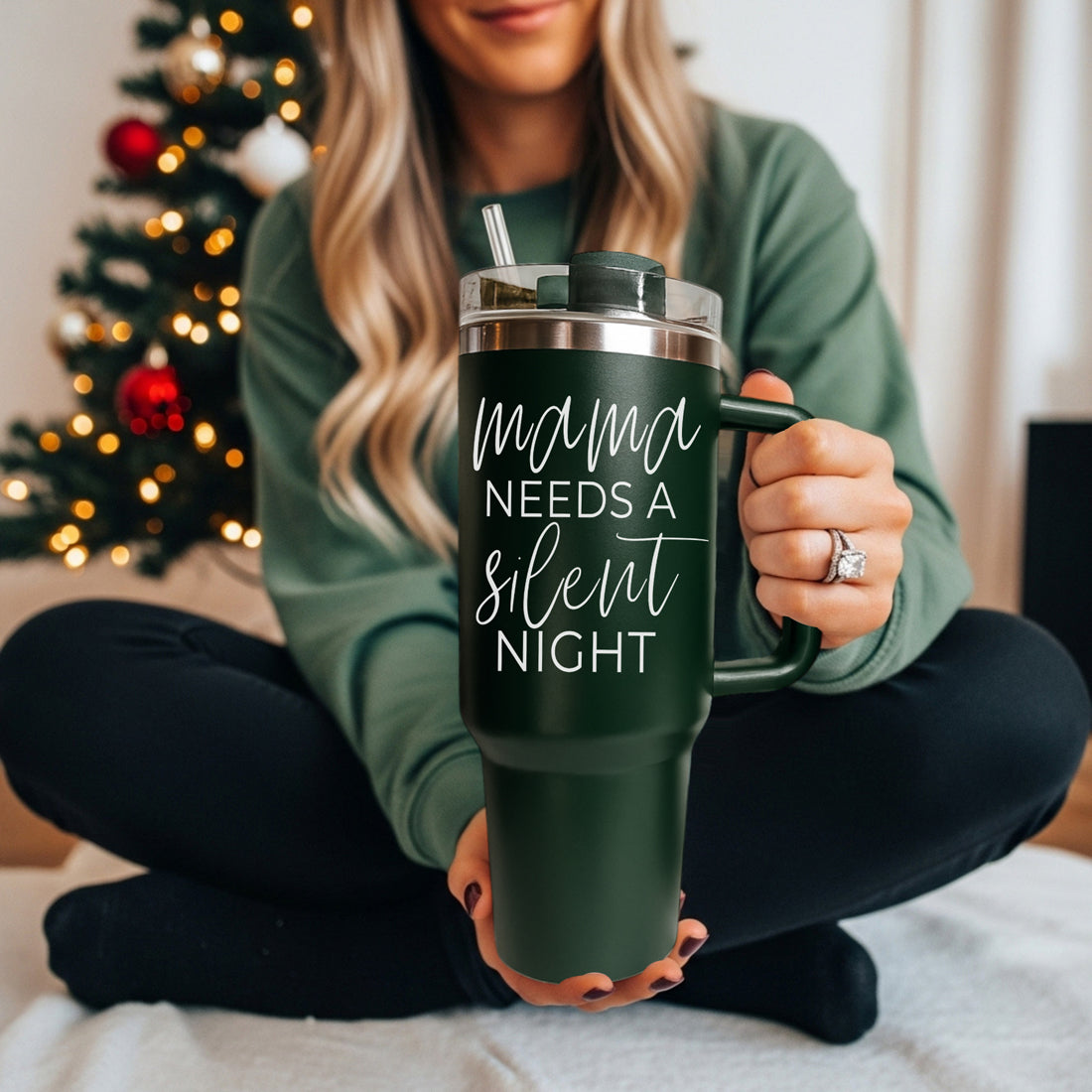 Christmas tumbler collection for moms - mama needs a silent night 40oz
Holiday drinkware mom gift - mama needs a silent night Christmas tumbler
Christmas season mom tumbler - mama needs a silent night 40oz