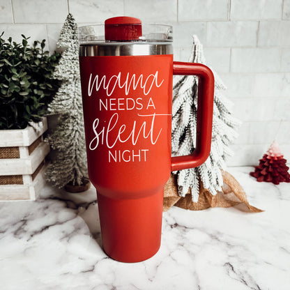 Mom needs a silent night coffee mugs for sale
Mama needs a silent night 40 oz tumblers with handle and straw
humor
Holiday song tumbler Christmas 40oz
Christmas music humor tumbler mom gift