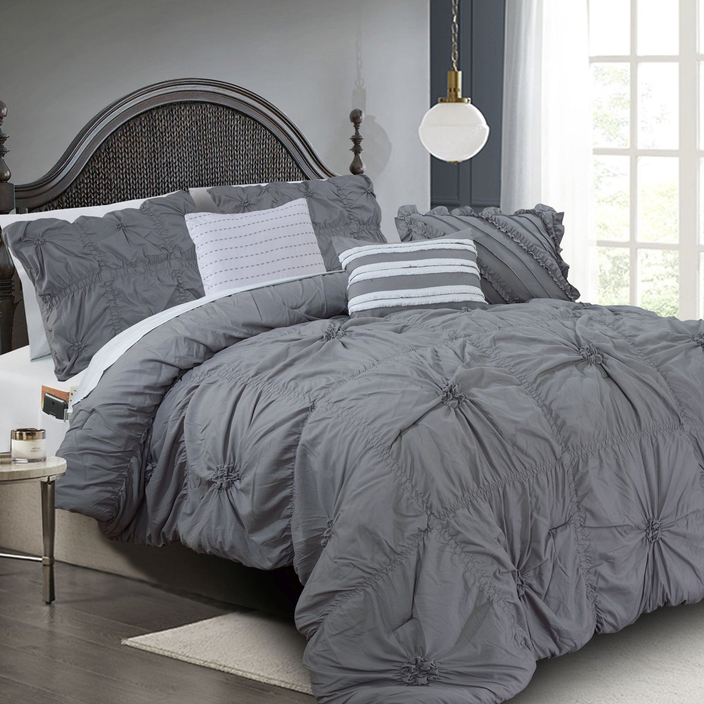 Elegant Comfort 12-Piece Amy Oversized Comforter Set - Includes 6-Piece Sheet Set with Double Sided Storage Pockets