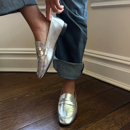 The Tennis Leather Loafer - Silver