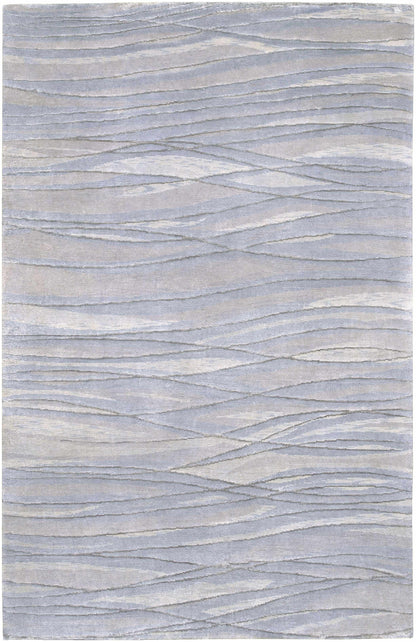 Sinai Light Blue Lined Wool/Viscose Rug - Clearance