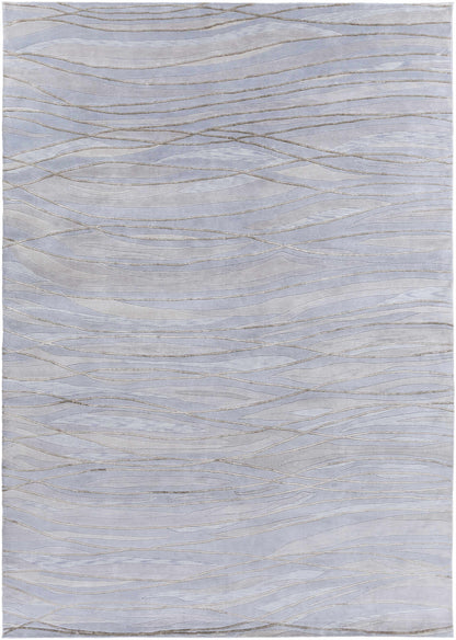 Sinai Light Blue Lined Wool/Viscose Rug - Clearance
