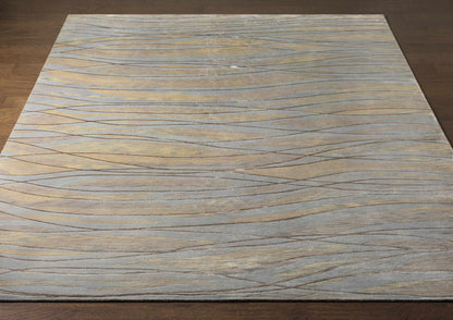 Sinai Light Blue Lined Wool/Viscose Rug - Clearance
