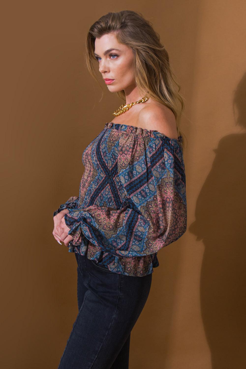 Boho Rainbow Woven Top