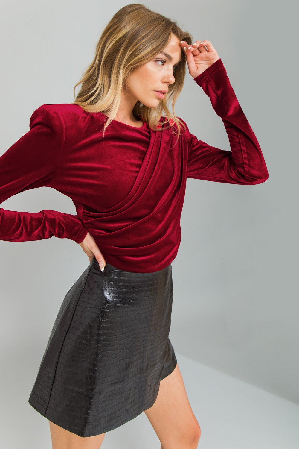 Continue This Journey Velvet Crop Top