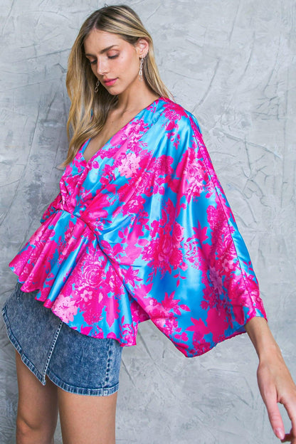 Here We Go Again Blue Woven Top