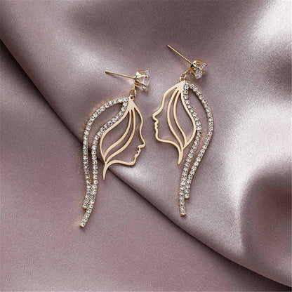 Cubic Zirconia & Goldtone Abstract Figure Drop Earrings