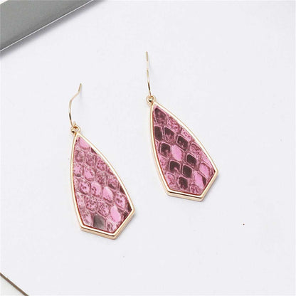 Rose Polyurethane & Goldtone Snakeskin-Embossed Drop Earrings