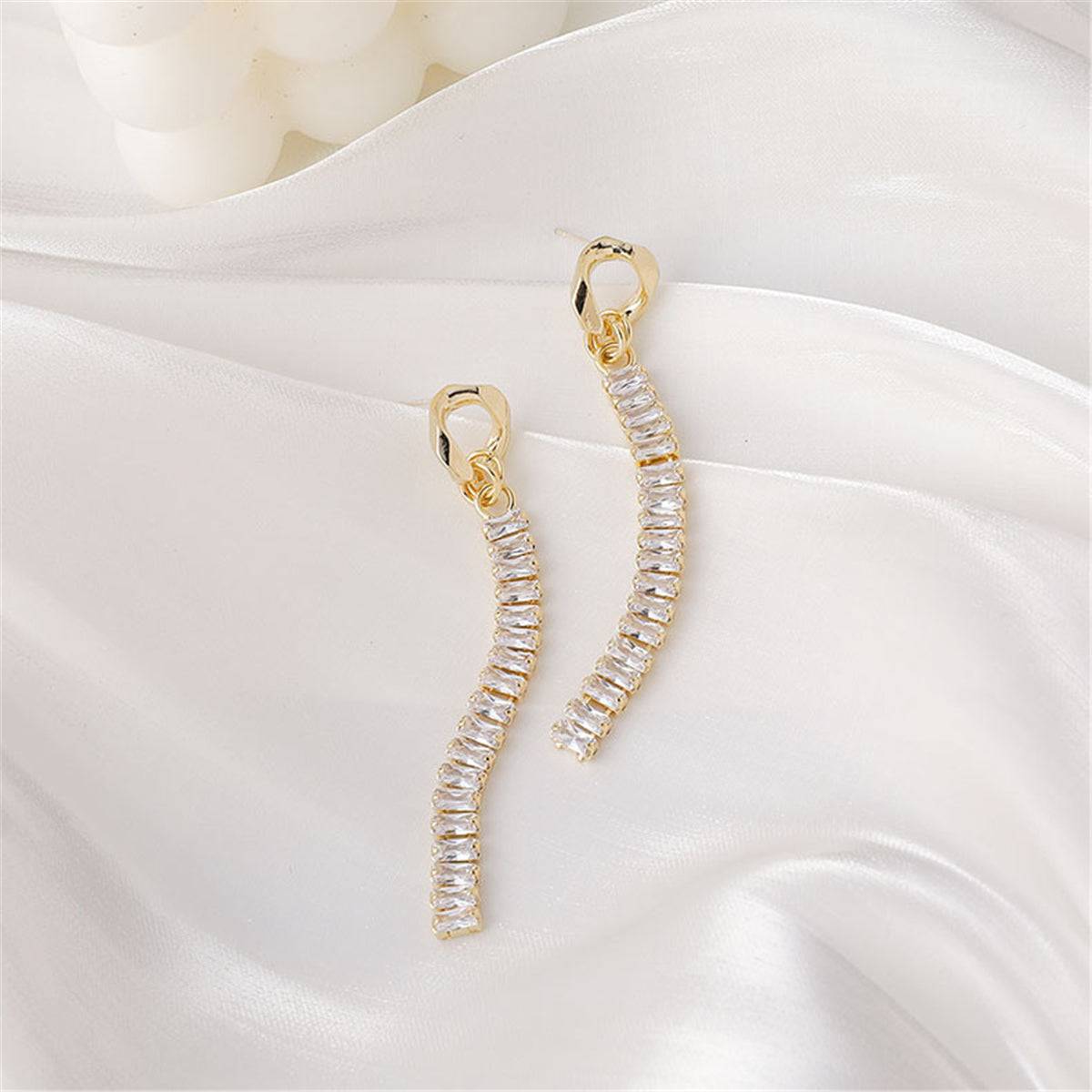 Crystal & Goldtone Baguette-Cut Drop Earrings