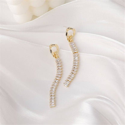 Crystal & Goldtone Baguette-Cut Drop Earrings