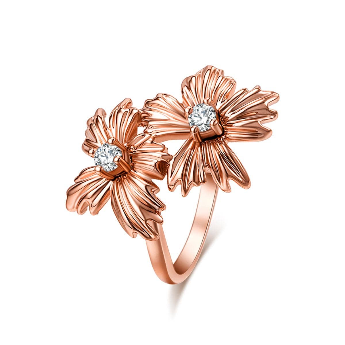 Cubic Zirconia & Rose Goldtone Sunflower Ring