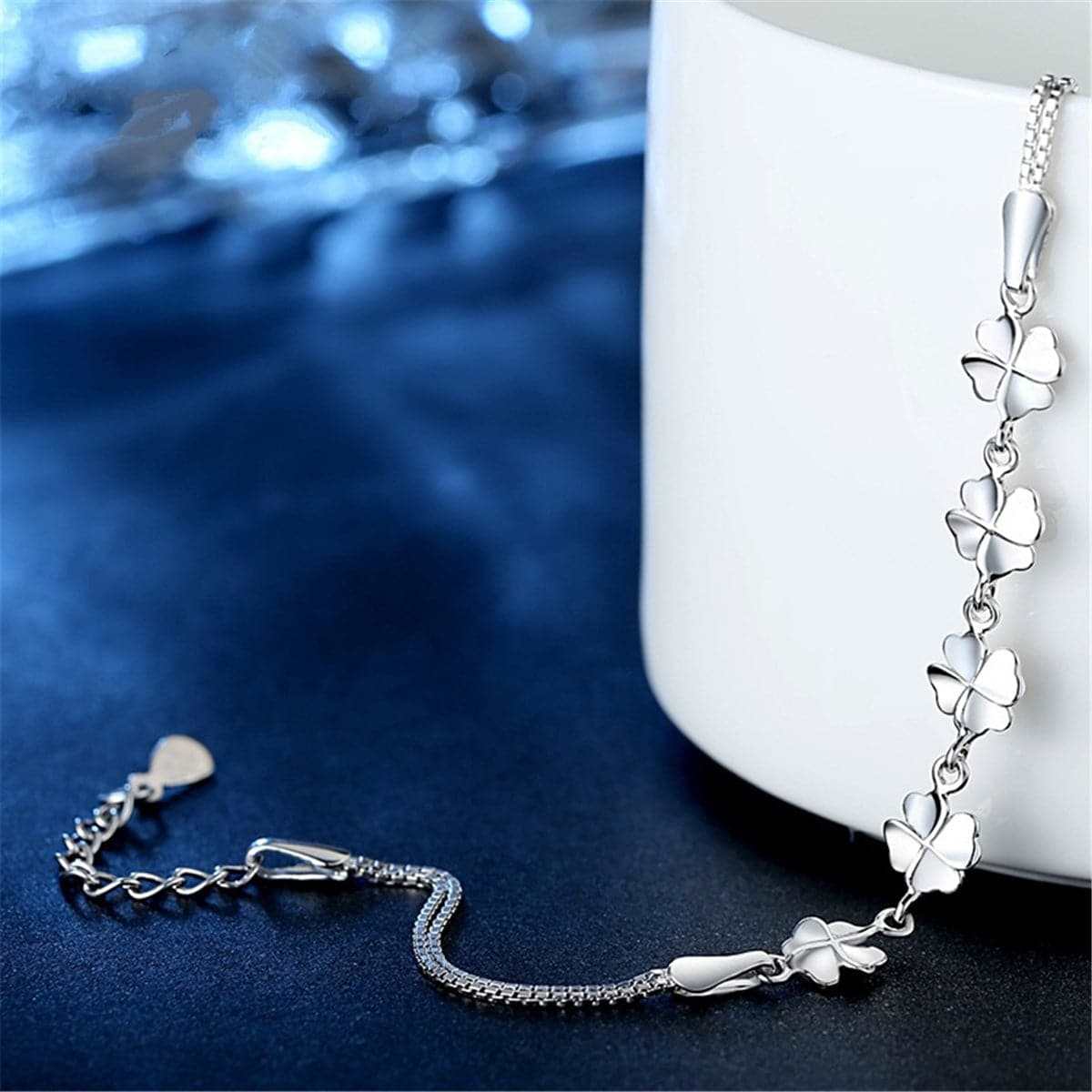 Silvertone Clover Bracelet