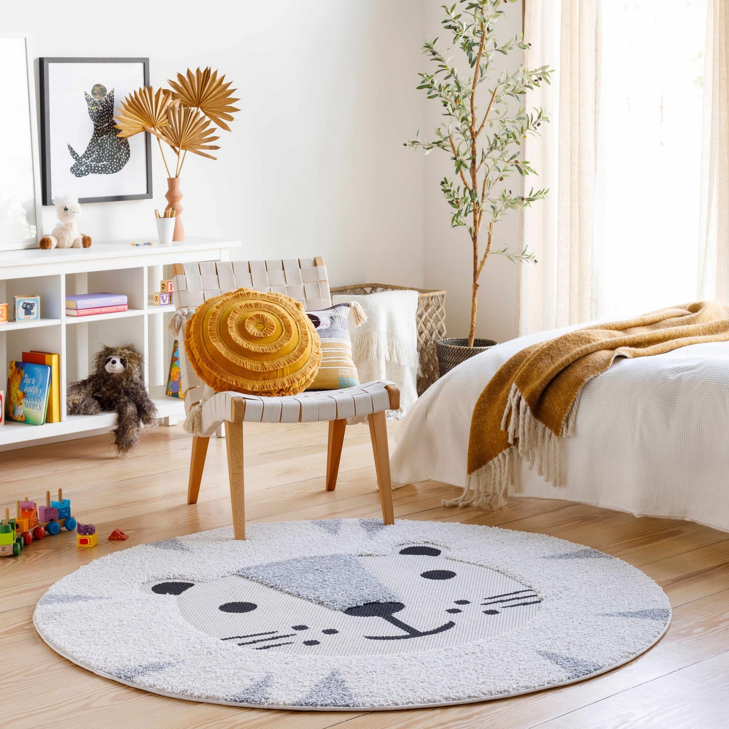 Kids Lion Animal Print Nursery Outdoor Area Rug - Clearance