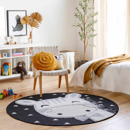 Kids Giraffe Bowtie Animal Print Nursery Outdoor Area Rug - Clearance