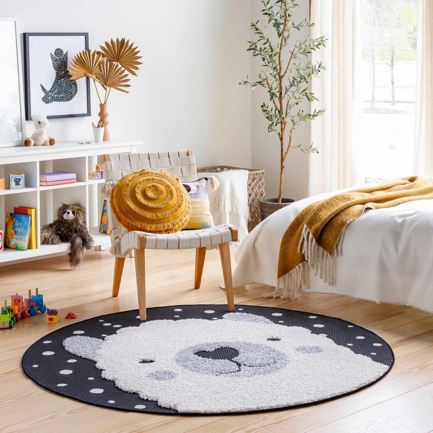 Kids Llama Animal Print Nursery Outdoor Area Rug - Clearance