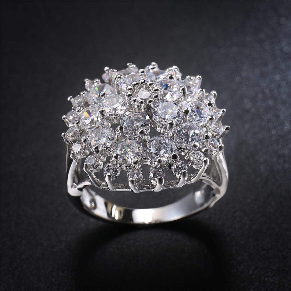 Crystal & Cubic Zirconia Sunflower Openwork Ring