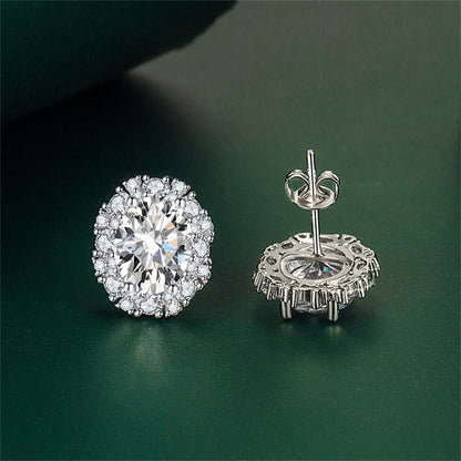 Cubic Zirconia & Clear Crystal Oval Stud Earrings