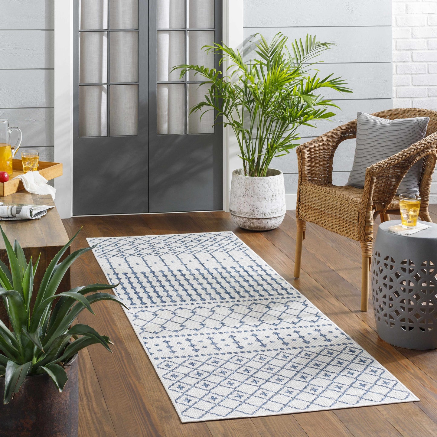 Lali Blue & Gray Outdoor Area Rug - Clearance