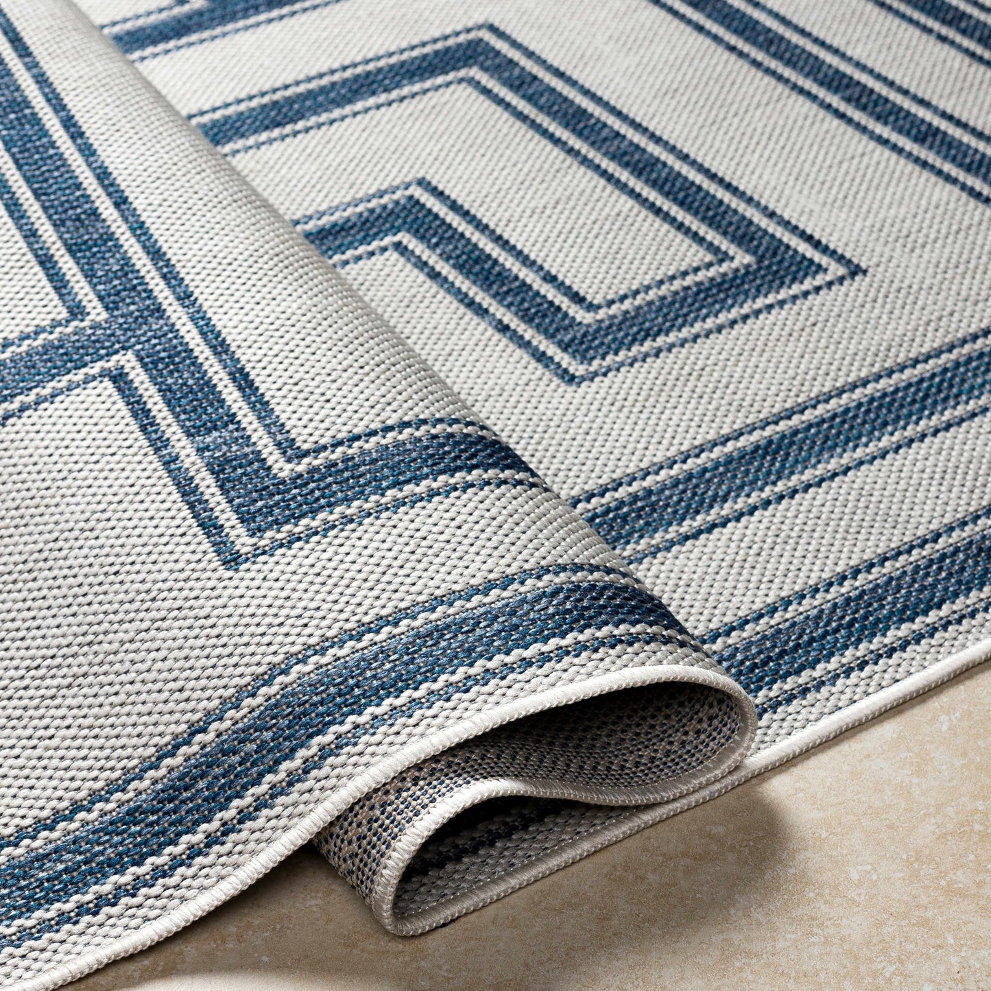 Taro Blue & Gray Outdoor Area Rug - Clearance