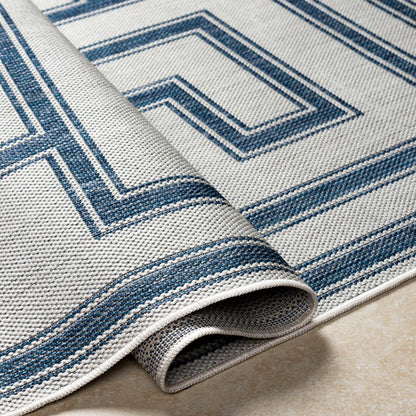 Taro Blue & Gray Outdoor Area Rug - Clearance