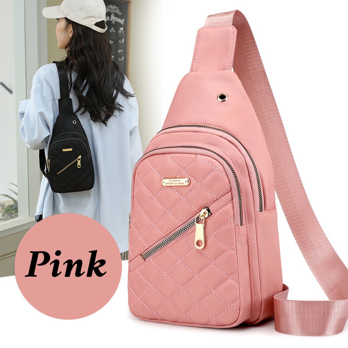 Women's Shoulder Sling Bag - Nylon Adjustable Strap Crossbody Purse