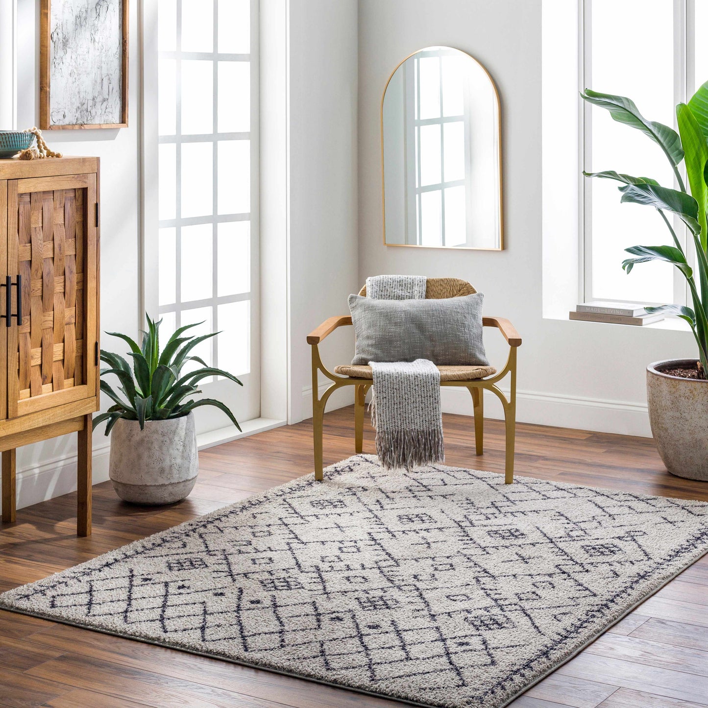Elyes Gray Washable Area Rug - Clearance