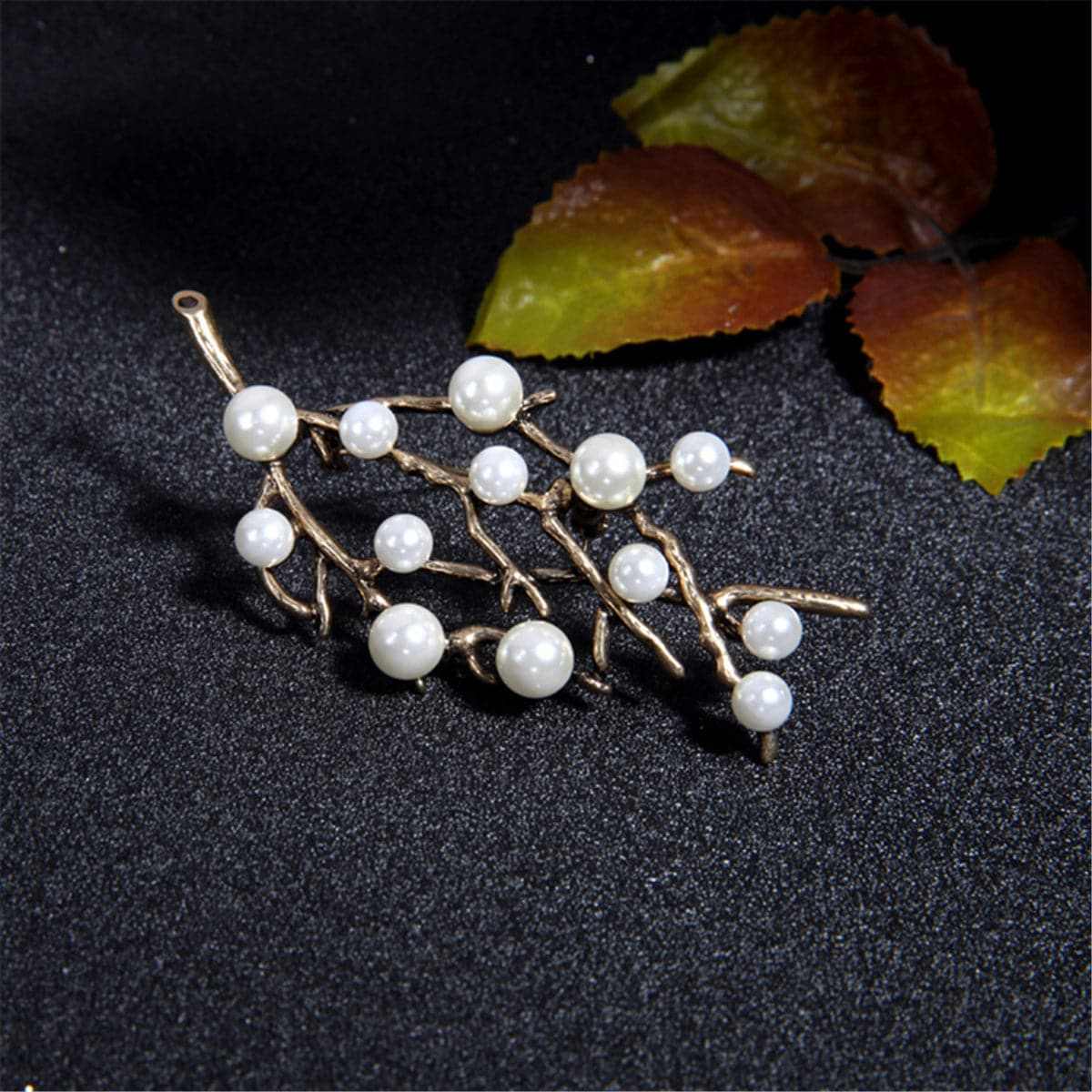 Pearl & Cubic Zirconia Goldtone Branch Brooch