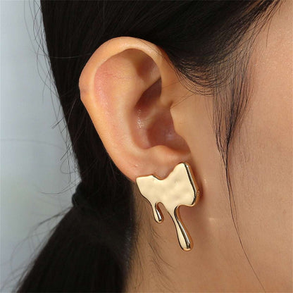 Goldtone Melted Geometric Stud Earrings