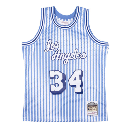 Mitchell & Ness Men's NBA Striped Swingman Jersey 1996 La Lakers Shaquille O'Neal Jerseys