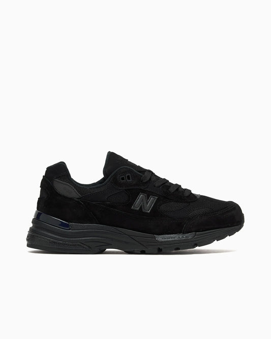 New Balance Made in USA 992 Mens Sneakers — Triple Black Suede Low-Top