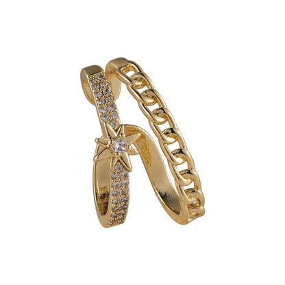Cubic Zirconia & Goldtone Star Clip-On Earring