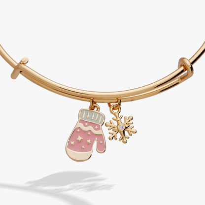 Winter Wonderland Mitten and Snowflake Charm Bangle