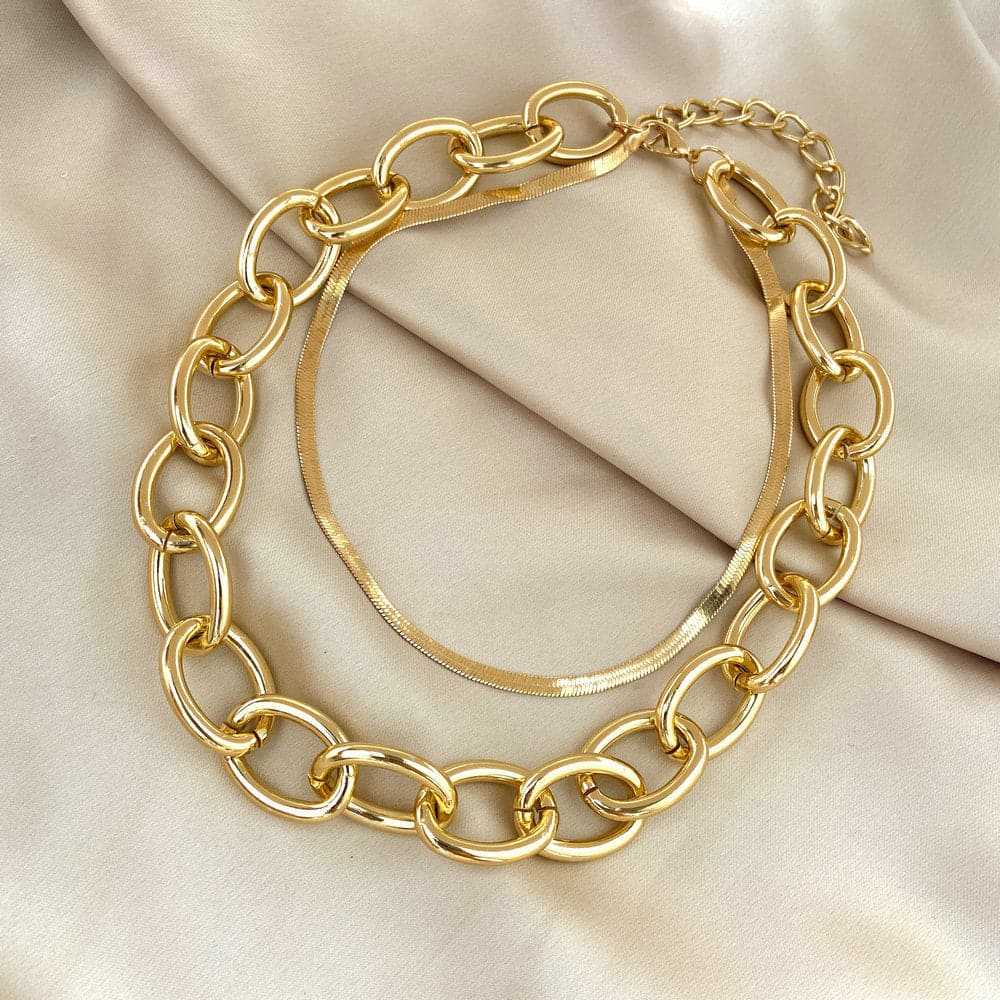 Goldtone Cable Chain Layered Necklace