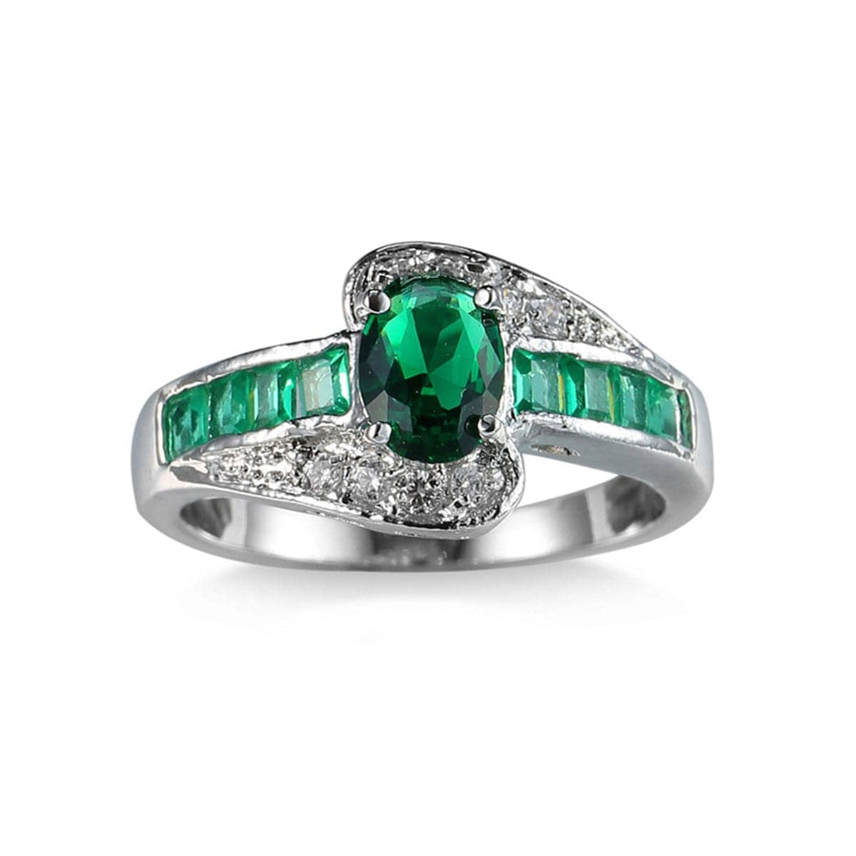 Green Crystal & Cubic Zirconia Princess-Cut Ring-11