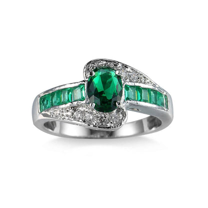 Green Crystal & Cubic Zirconia Princess-Cut Ring-11