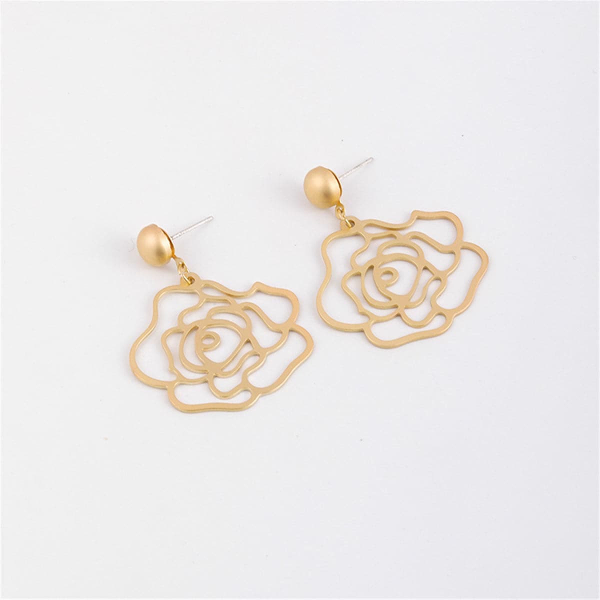 Goldtone Floral Openwork Drop Earrings