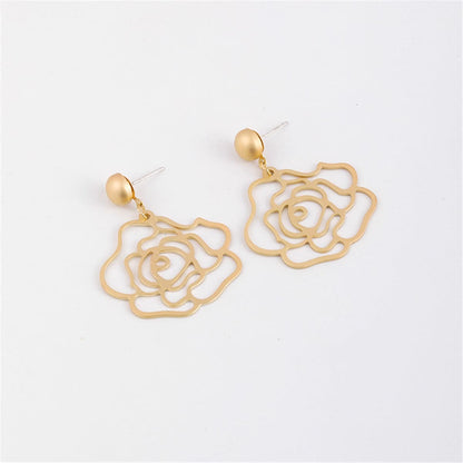 Goldtone Floral Openwork Drop Earrings