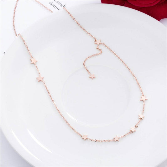 Rose Goldtone Star Station Necklace
